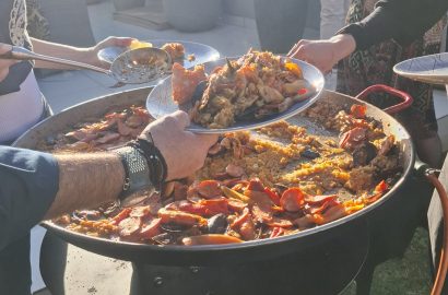 Guests Enjoying Live Paella Catering at a Private Event in Johannesburg