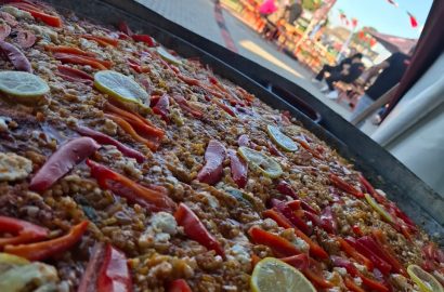 Traditional paella pan served fresh at Portuguese Festival